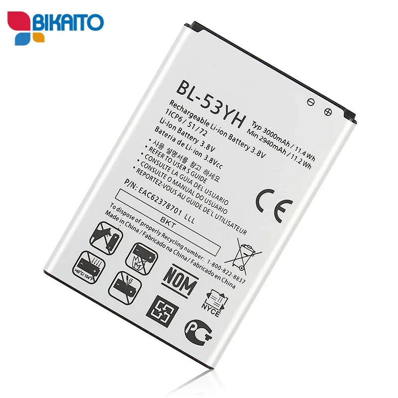 Подходит для BL-53YH мобильный телефон аккумулятор. D830 D850 D851 D855 LS990 VS985 F400 3000 мА/ч 3 85 V |