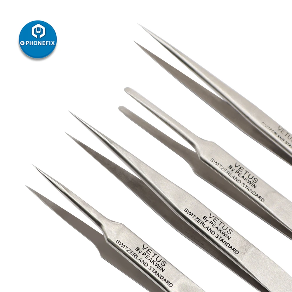 Precision Tweezers Tweezer Tool ESD Anti Static Tweezers Soldering Tweezers Stainless Steel Curved Tweezers For PCB Repair