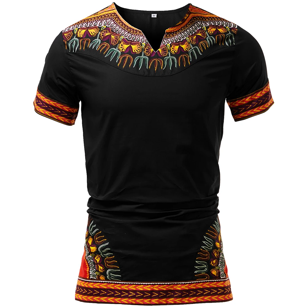 Африканская мужская одежда dashikishirt модная верхняя традиционная одежда африканская Мужская рубашка с принтом Дашики мужская одежда Дашики размера плюс - Цвет: black