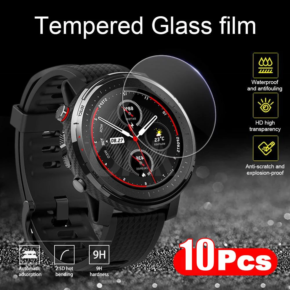 10 шт. 9H Премиум Закаленное стекло для Amazfit Stratos 3 Smartwatch защита экрана Huami Аксессуары
