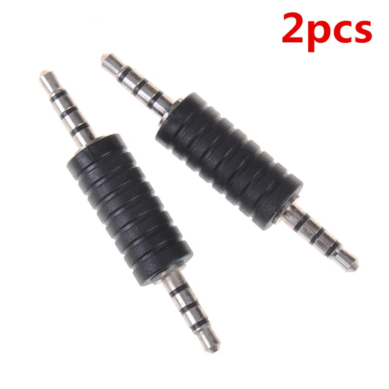 2Pcs 3.5mm Stereo Male To Male Jack PVC Audio Plug Connector/coupler Adapter Joiner