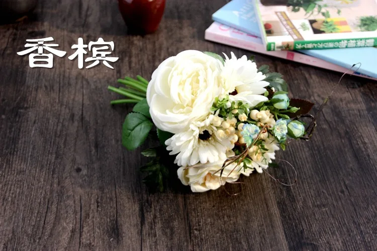 Blanco Gerbera искусственный цветочный реквизит для свадьбы, искусственные цветы для украшения дома, гостиной, 1 комплект из 3 предметов - Цвет: Blanco