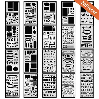 

Bullet Journal Stencil Plastic Planner Set for Journal/Notebook/Diary/Scrapbook DIY Drawing Template Journal Stencils