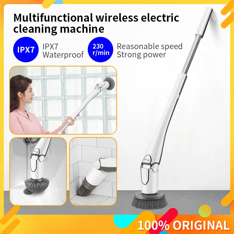 

Good Daddy Wireless Electric Cleaner Bathroom IPX7 Waterproof Kitchen Cleaning Artifact Lightweight Cleaner With 3 Brush head