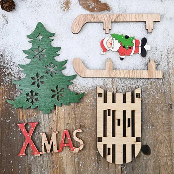 

2021 new year merry christmas diy sleigh ornaments wooden craft christmas tree decoration christmas decoration home wooden