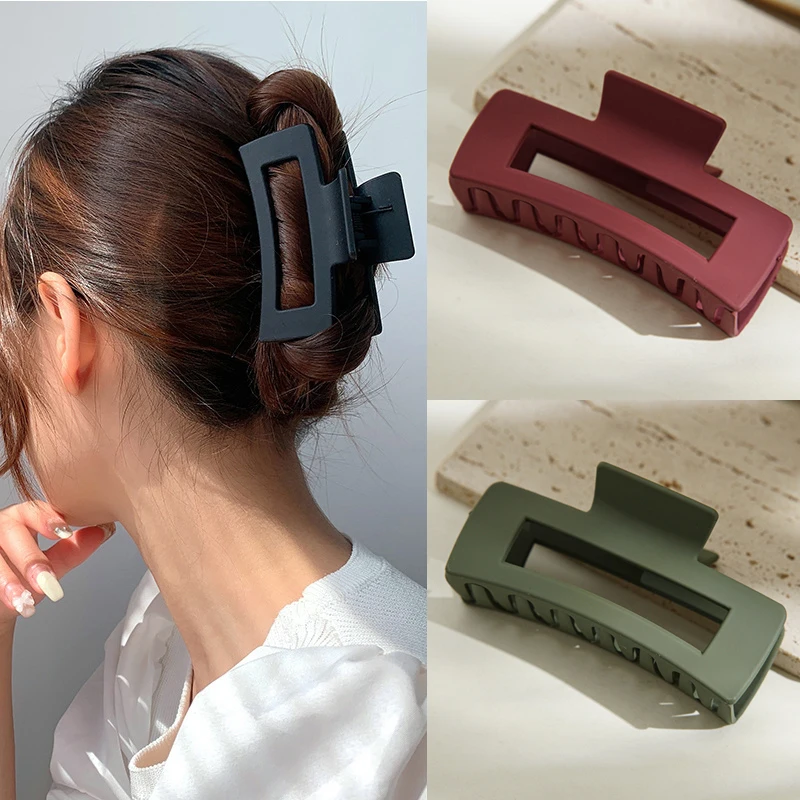 

Женская заколка-краб для волос, однотонная крупная элегантная пластиковая Заколка-краб, аксессуары для волос в Корейском стиле, 2022