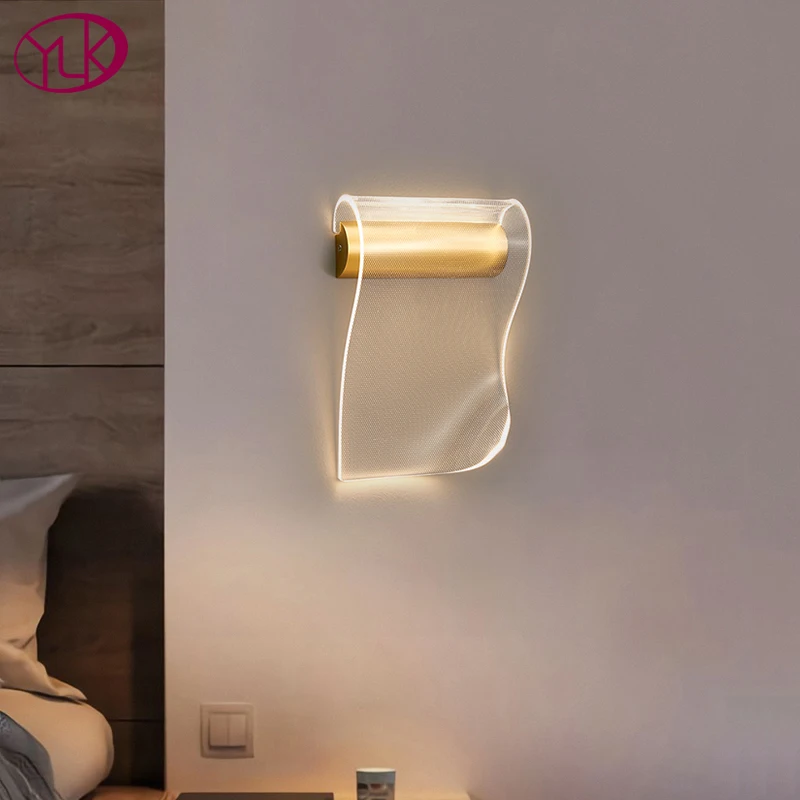 

Креативный дизайн, светодиодная настенная лампа для спальни, золотая акриловая лампа, домашний декор, прикроватный фон для телевизора, настенная лампа