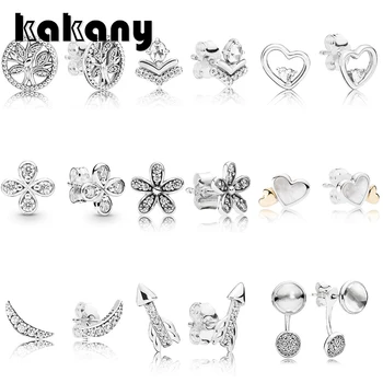 

100%S925 Sterling Silver Clover Heart Shape Rocket Petal Stud Earrings Original Women's Jewelry Spring New Classic Vintage