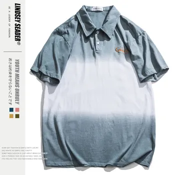 

Women Mens 2020ss Tie Dye Polo Shirt Short Sleeve T Shirt Men Women Couples Oversized Tees 100% Cotton Blue T-Shirt Men Tops