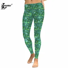 Русалка 3D Компрессионные Печатные Леггинсы зеленый дешевые стрейч вычурный женский Мокрый Вид Брюки Плюс Размер тренировки Леггинсы