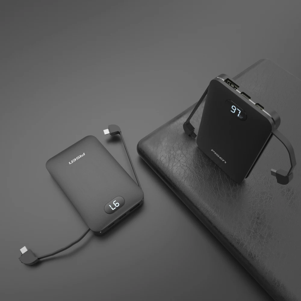 PISEN 8000 мАч Внешний аккумулятор USB Быстрый 8000 мАч Внешний аккумулятор для Xiaomi Mi iPhone 11 huawei телефон портативное Внешнее зарядное устройство - Цвет: black