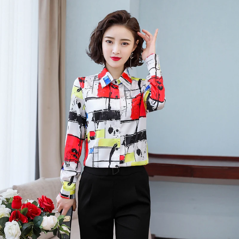 Korean Fashion Silk Women Shirts Long Sleeve Satin Women Blouses Plus Size XXXL Office Lady Womens Tops and Blouses Ladies Tops - 4.00067E+12