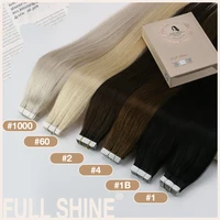 Bande entièrement brillante en 100% cheveux humains Remy, lisses, Double face, blond, confortable, soyeux, naturel, pour femmes 6