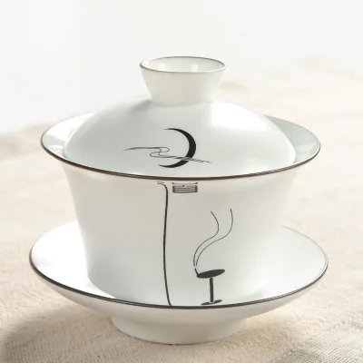 Ceramic Zen Tea Tureen Taoism Quite Ceremony Teaware Porcelain Gaiwan Glaze Kiln 150ml Kung Fu Tea Bowl Tea Cup Set - Цвет: D