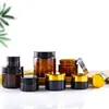 1pcs 5g/10g/15g/20g/30g/50g/60g Amber Glass Refillable Bottles Travel Face Cream Lotion Cosmetic Container Empty Makeup Jar Pot 3