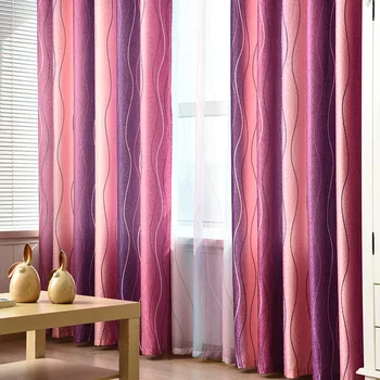 

Modern Simple Purple Stripe Printing Shading Curtains for Living Dining Room Bedroom.