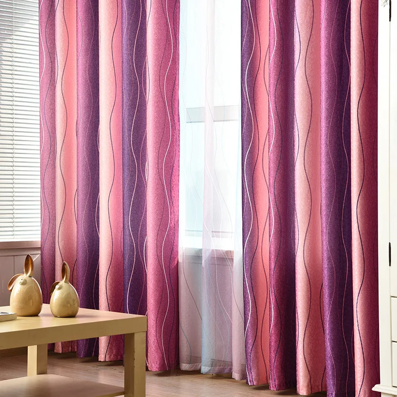 

Modern Simple Purple Stripe Printing Shading Curtains for Living Dining Room Bedroom.