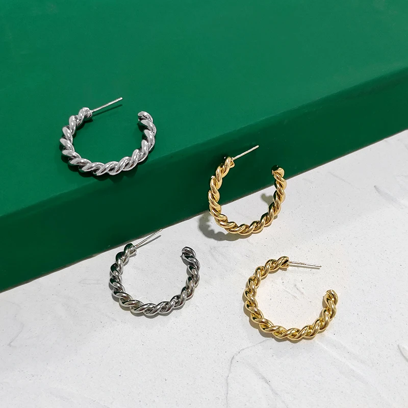 Peri'sBox 29mm Middle Open Twisted Hoop Earrings Thick C Shape Earrings Hoops Minimalist Simple Earrings For Women Everyday - Image 3