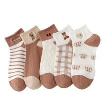 

3 Pair Cartoon Animal Embroidery Cute Women Socks Cotton Spring Summer Short Sock Set New In 2022 Girl Style Kawaii Korea Sokken