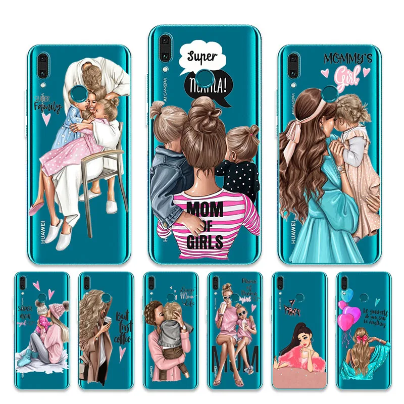 Мягкий чехол Super Mom Girl Baby для Huawei Y3 Y5 2017 Y6 II Y7 Prime Pro 2018 Y9 2019 Nova 5 4 3 3E 3i 2 Plus 2S прозрачные