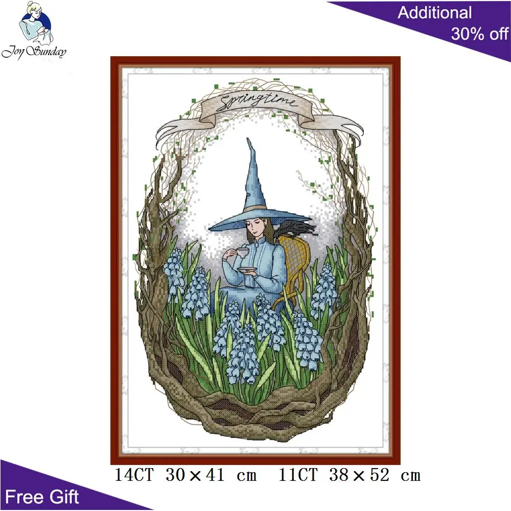 Joy Sunday Witch Cross Stitch Kits Home Decor Winter Spring Autumn Magic World RA344 RA358 RA359 RA360 Four Seasons