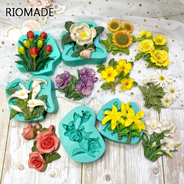 11 Models Flowers Shape Silicone Fondant Mold Sunflower Rose Carnation Flower  Molds Cake Decorating Tools Dessert Baking Mould