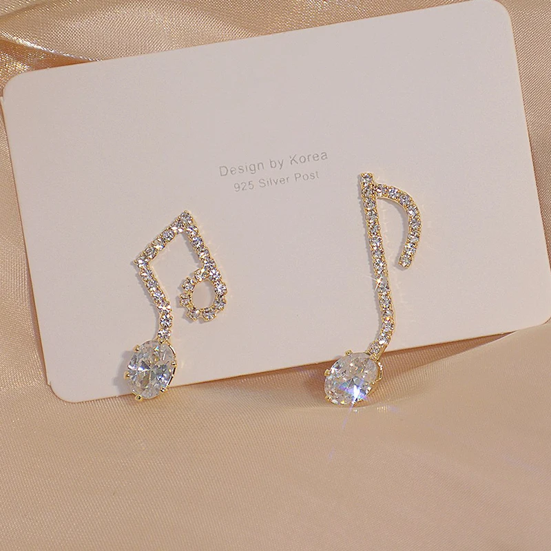 Ins Hot Sale Super Shine Pave Zircon Note Earring for Women AAA Cubic Zirconia Trendy Dazzling Stud Earrings Wedding Jewelry - Image 3