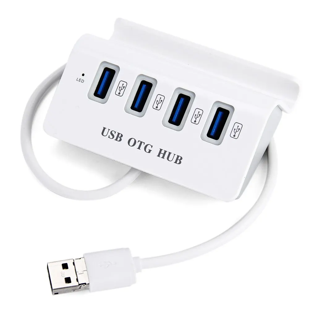 White Asunflower Micro USB OTG концентратор 4 порта USB3.0 концентратор 4 порта с кабелем Мульти USB разветвитель конвертер для Android телефон Windows планшет - Цвет: White