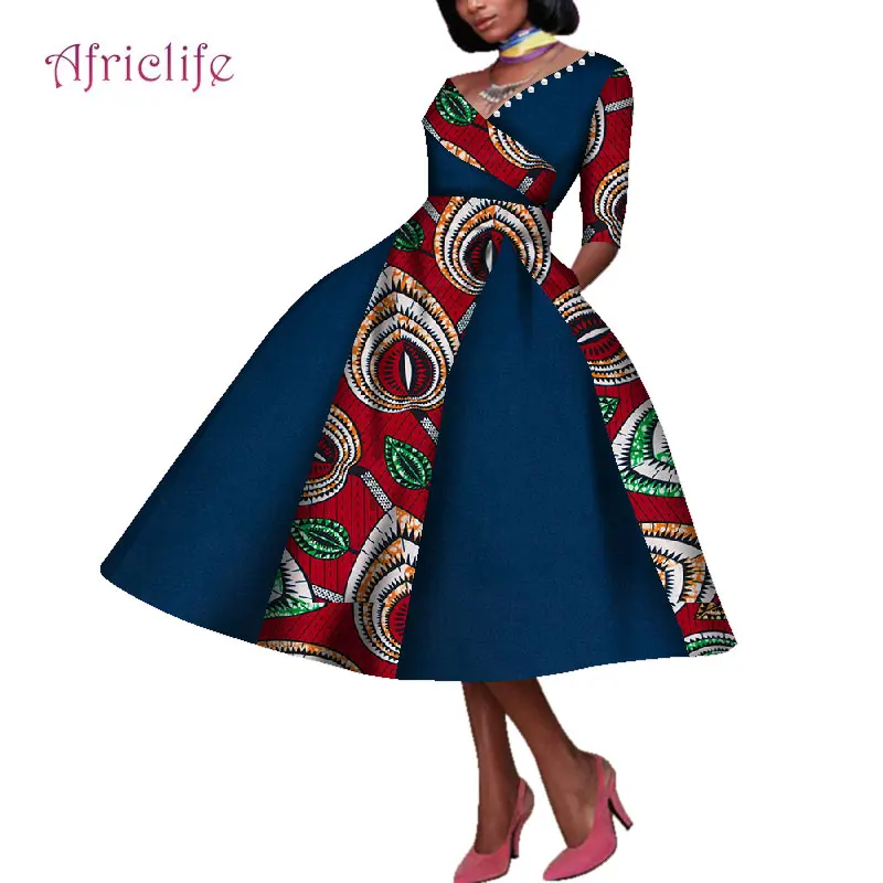 Африканский принт платья для женщин дизайн африканская Женская юбка с жемчугом WY4515 - Цвет: 4