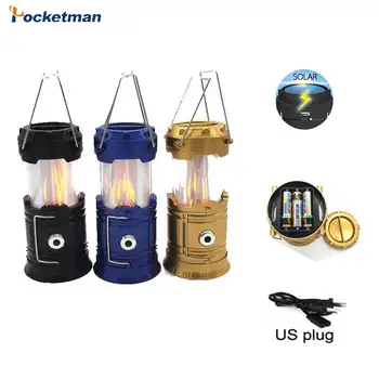 

40000 Lumens Camping Lantern Solar Power LED Light Source Poweful Portable Tent Work Lamp LED Flame Lantern Torch