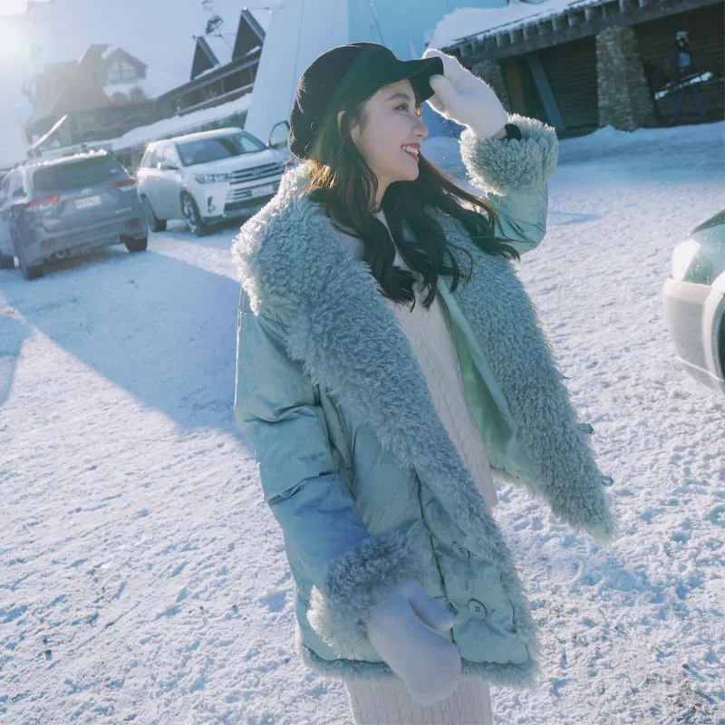 

Photo Shoot 2019 Winter New Style Cotton Coat Women's CHIC Korean-style Loose-Fit Short-height Lambs Wool Joint Cotton Overcoat