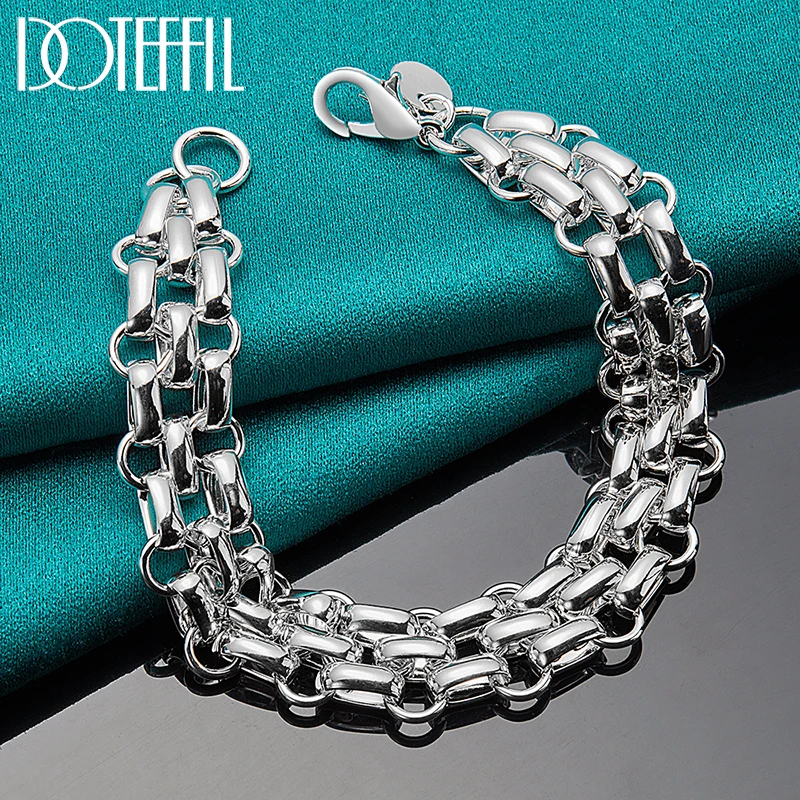 Silver bracelet Lnterlocking Circle Bracelet Chain for Women Fashion Charm Wedding Engagement Party Jewelry