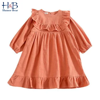 

Humor Bear Girls Dress 2020 Fall New Spring Autum Lace Ruffles Puff Long Sleeves Princess Party Dress Children Baby KidClothing