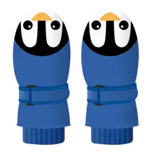 Детские водонепроницаемые лыжные перчатки для мальчиков и девочек, милые зимние противоскользящие варежки с рисунком пингвина, акулы, контрастных цветов