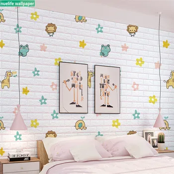 

Wallpaper self-adhesive foam wall stickers cartoon animal bedroom kids room wallpaper bubble brick waterproof soft bag sticker