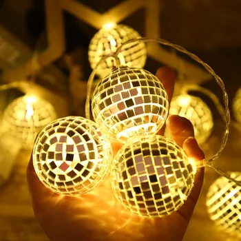 

Led Mirror Ball Lamp Battery Lights Globe String Garland Led Balls Indoor Light Holiday Party Decorative Mosaic Christmas vanity