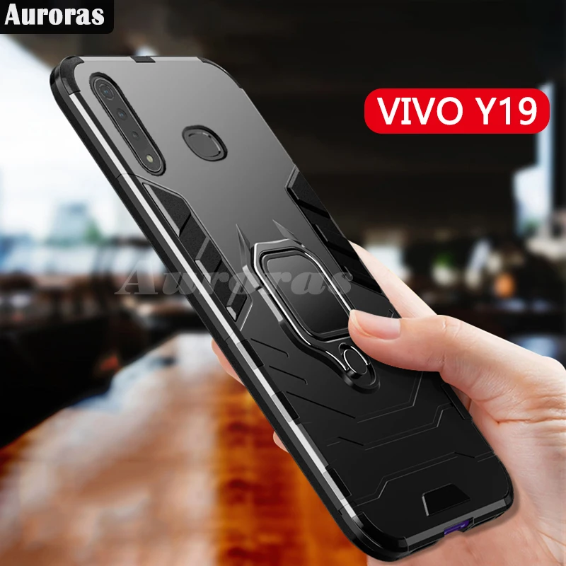

Auroras Shockproof Armor Case For VIVO Y19 Case Finger Ring Magnetism Holder For vivo y19 Cover