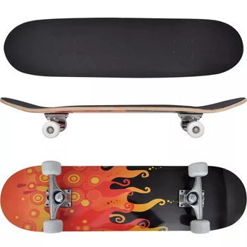 

vidaXL Oval Shape Skateboard 9 Ply Maple Fire Design 8 inch Longboard