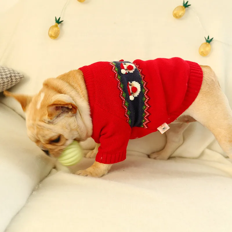 

Autumn and winter red sweater dog christmas clothes