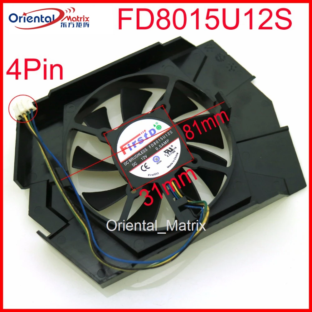 Бесплатная доставка FD8015U12S 12 В 0.5A 4Pin 31*31*31*31 мм вентилятор для ASUS GTX750TI Вентилятор