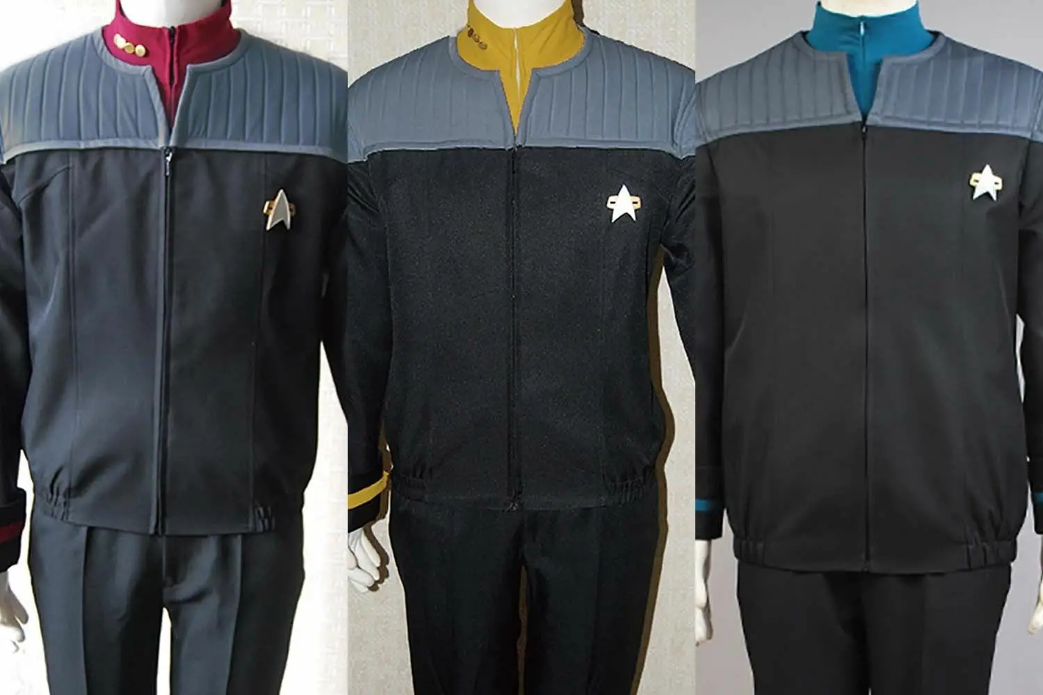 

Star Cosplay Trek NEM Duty Uniform Cosplay Costume Red Blue Yellow Jacket Shirt Badge Halloween Carnival Costumes For Adult Men