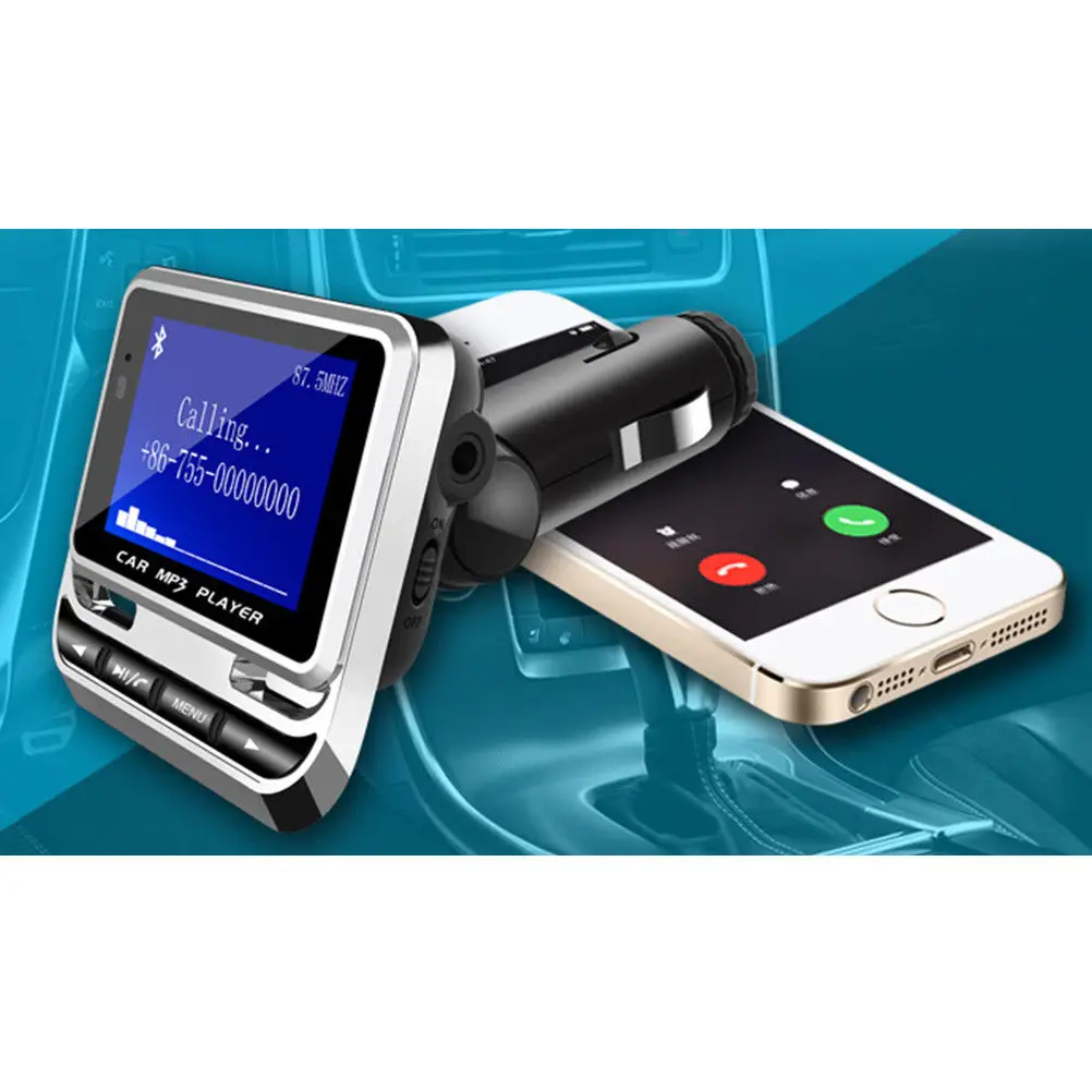 Bluetooth 4,1 приемник автомобильный fm-передатчик адаптер AUX Стерео 1,3 дюймов цифровой ЖК-дисплей MP3 плеер USB зарядка авто аксессуары