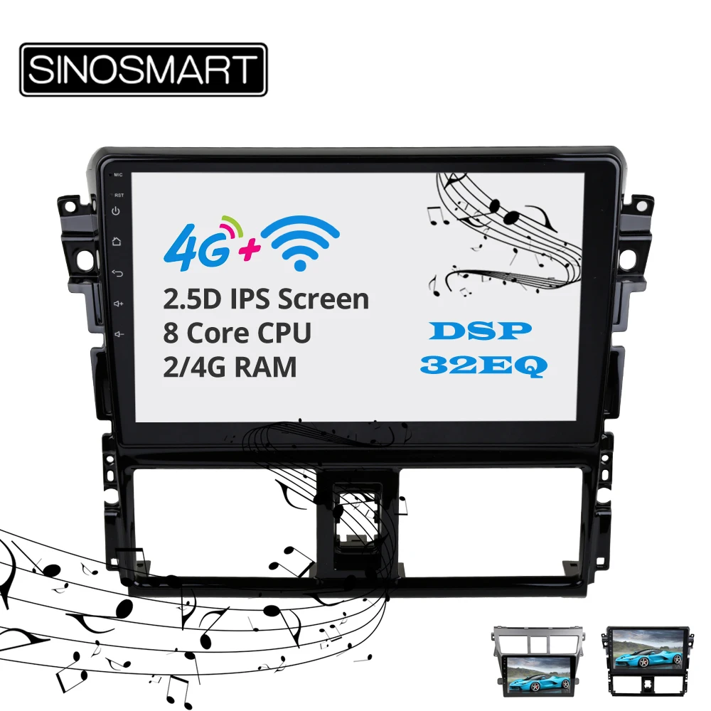 Sinosmart Android 8,1 2Din ips/QLED 2.5D экран автомобильный gps радио навигатор плеер для Toyota старый Yaris/Vios 2013