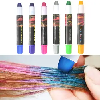 

6 Color Temporary Hair Chalk Pens Crayon Salon Washable Hair Color Dye Face Kit Safe For Makeup Party Christmas Gift For Kids