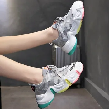 

Women 2020 Platform Sneakers Chunky Old Dad Shoes Mixed Colors Designers Mesh Breathable Woman Female Basket Sports Casual Shoes