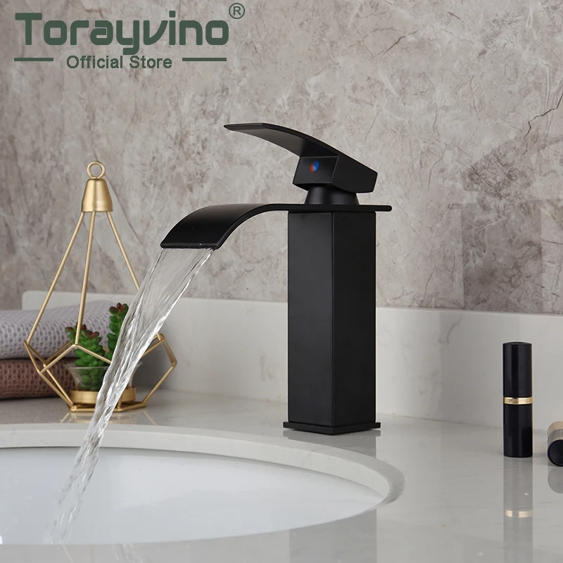 Кран для раковины Torayvino черный кран с рисунком Твердый латунный водопад на