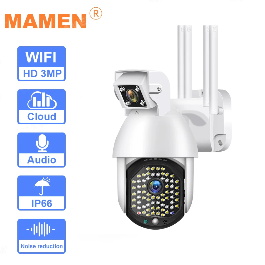 Cámara IP PTZ impermeable para exteriores, lente Dual 2 en 1 de 72 LED, Wifi, seguimiento automático, seguridad CCTV, nueva