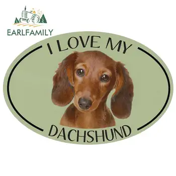 

EARLFAMILY 13cm x 8.7cm for Oval Dog I Love My Dachshund Motorcycle Stickers Vinyl Material Fashion Decals Body for Car