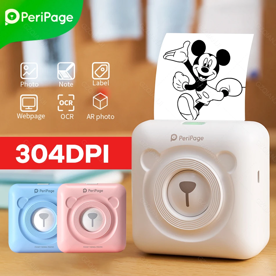 Papers Printer Pocket-Label-Notes Inkless 304DPI Mini Portable Bluetooth-4.0 2-Peripage