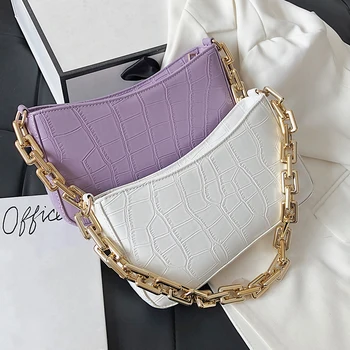 

Casual PU Leather Sling Handbag Purse Women Elegant Chain Shoulder Crossbody Bag Popular Simple Female Daily Bag
